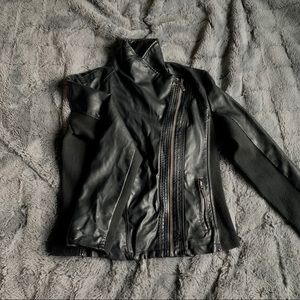 Faux Leather Jacket w/side Detailing